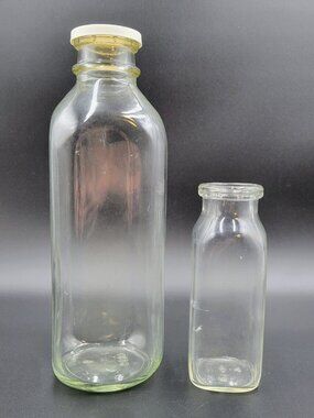 Vintage Milk Bottles Clear Glass Read